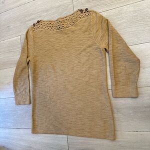 Lauren Ralph Lauren light‎ brown long sleeve blouse Small 100% cotton